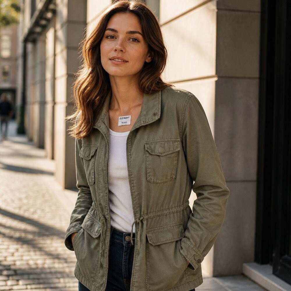 Old Navy Women's Olive Green Utility Jacket Cargo Anorak Size M